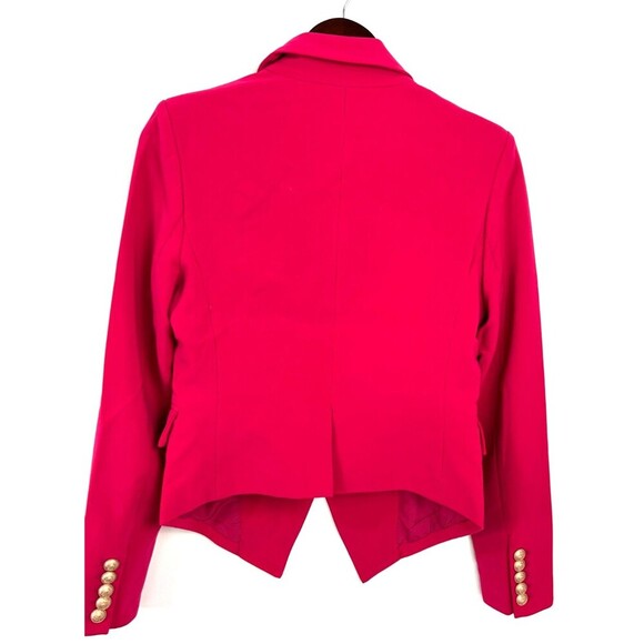 New Choosy Betsy Blazer Women Sz 2 Magenta Double Breasted Gold Accent Fitted R4 - Picture 7 of 12